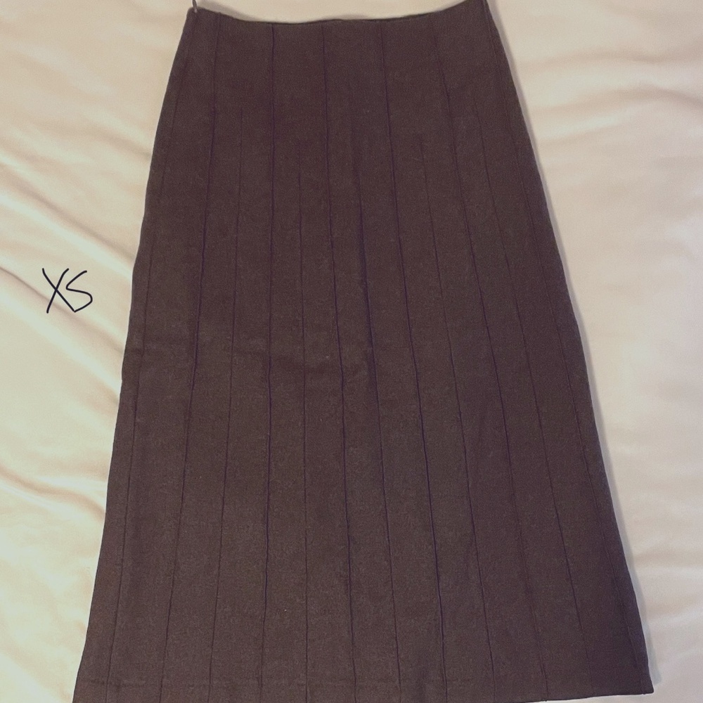 Brown Felt Midi Skirt XS